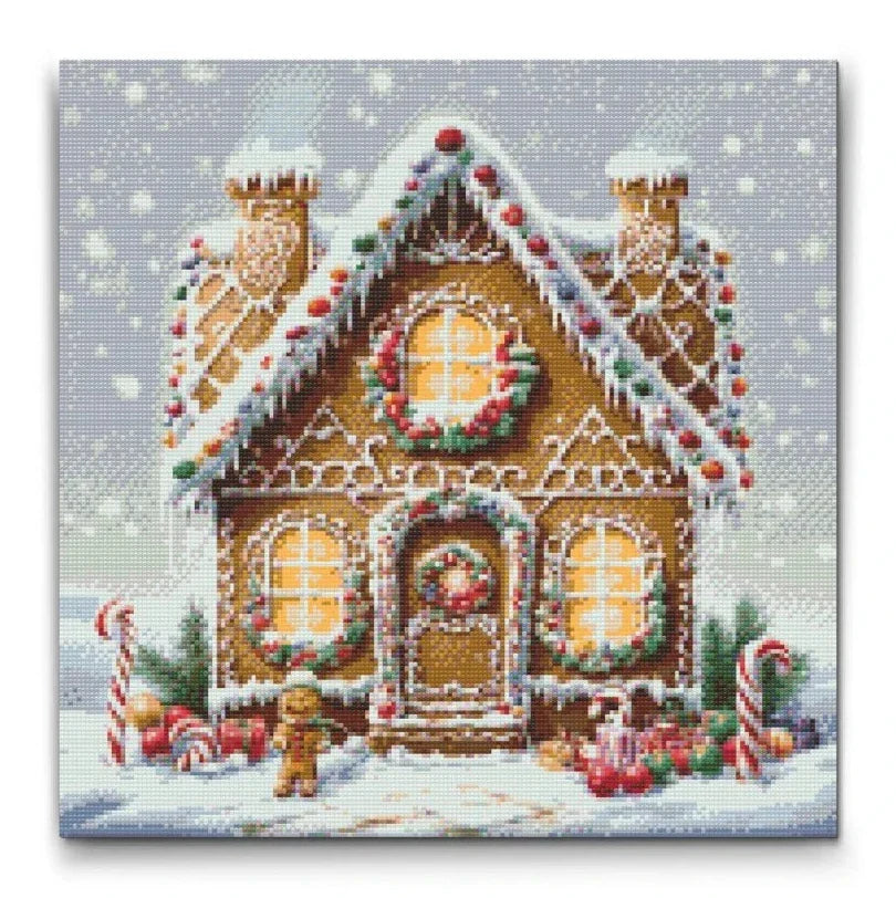 Gingerbread House in Snowstorm Diamond Painting Kit by Nordik Atelier